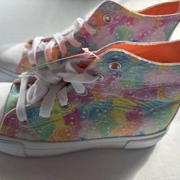 NEW Wonder Nation Girls Happy Faces & White High Top Sneakers - Shoe Size 6 - Picture 11 of 14